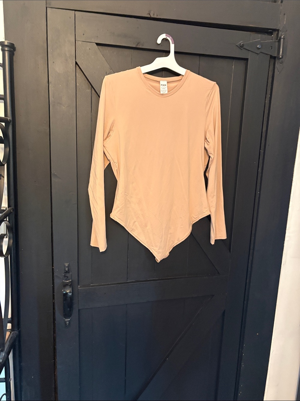 PINK Victoria's Secret Long Sleeve Beige/Tan Bodysuit